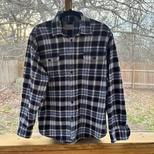 Jachs Men's Blue Plaid Flannel Long Sleeve Button Down Shirt Size L